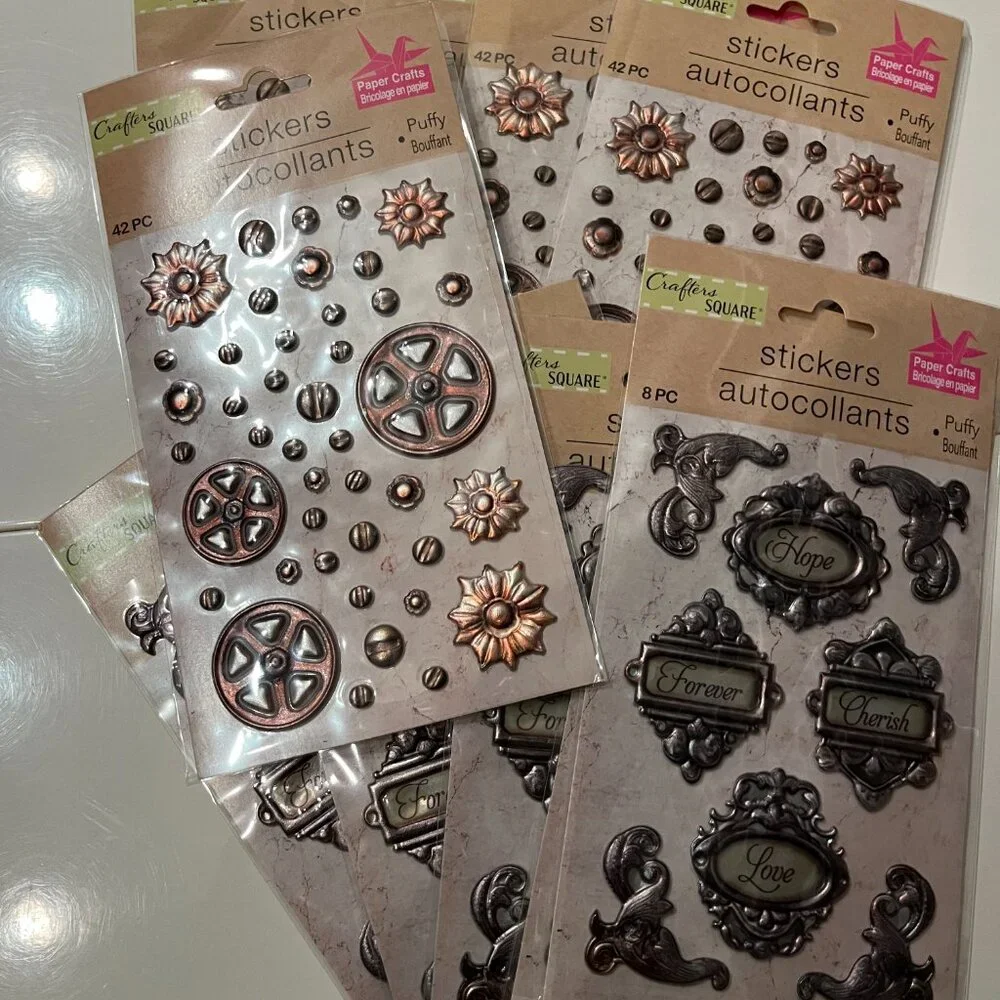 Puffy Stickers‎ -  Ornate Frames Steampunk Industrial  (10 packs) NEW